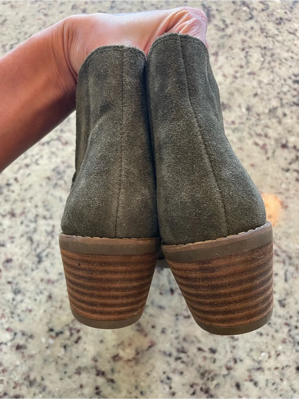 New Women's Suede Ankle Booties in Olive Green 8.5